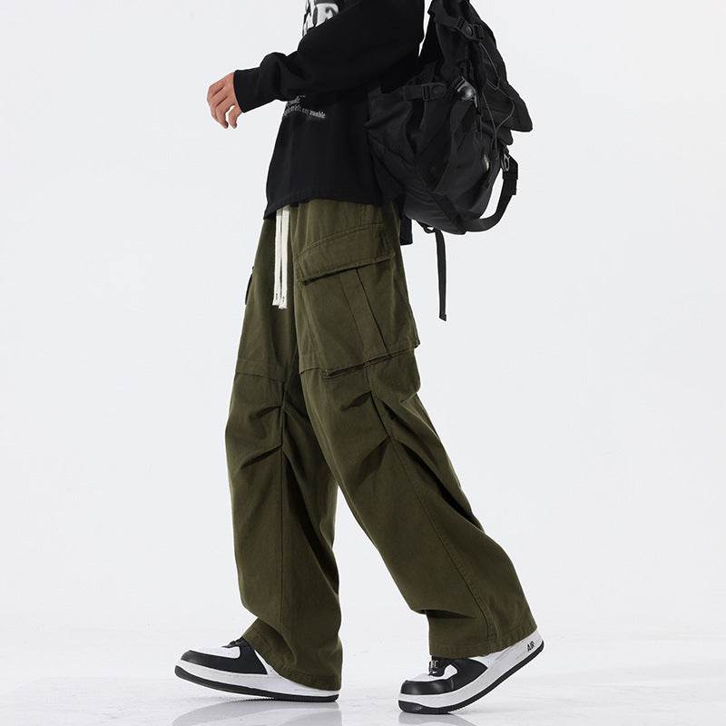 Overalls Men's Retro Trendy Pleated Straight-leg Baggy Cargo Pant Trousers Casual - EX-STOCK Canada