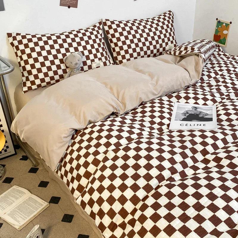 Solid Color Double Stitching Washed Cotton Duvet Cover Bedding EX-STOCK Canada