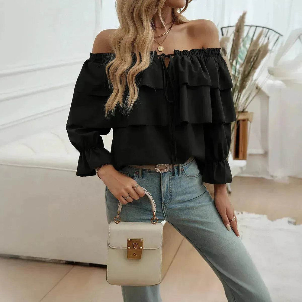 Stylish Casual Evening Top for Women Off-shoulder Bishop Long Sleeve Top - EX-STOCK Canada