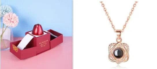 Hot Valentine's Day Gifts Metal Rose Jewelry Gift Box Necklace For Wedding Girlfriend Necklace Gifts - EX-STOCK Canada