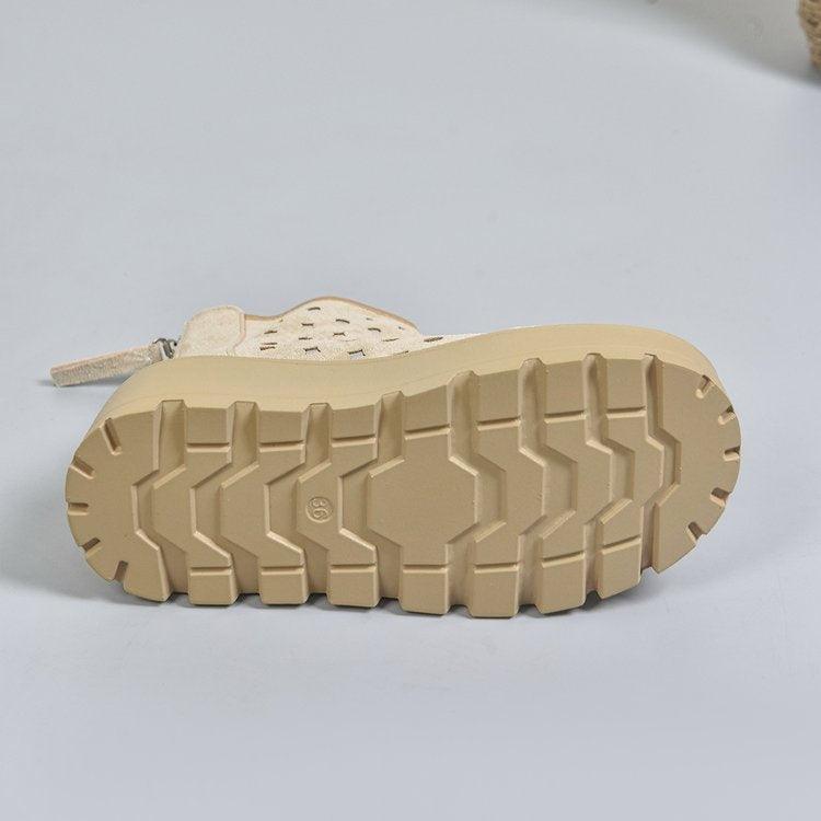 Damen Perforierte Plateau-Stiefeletten, Rückseiten-Reißverschluss Atmungsaktive Keilabsatz-Booties, Lässige Stiefel mit klobiger Sohle und Ausschnitten