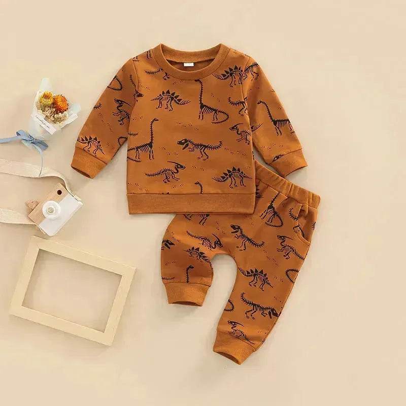 Infant Toddler Bone Dragon Floral Print Long Sleeve Pullover Trousers Two-piece Set In Stock Wholesale - EX-STOCK CANADA