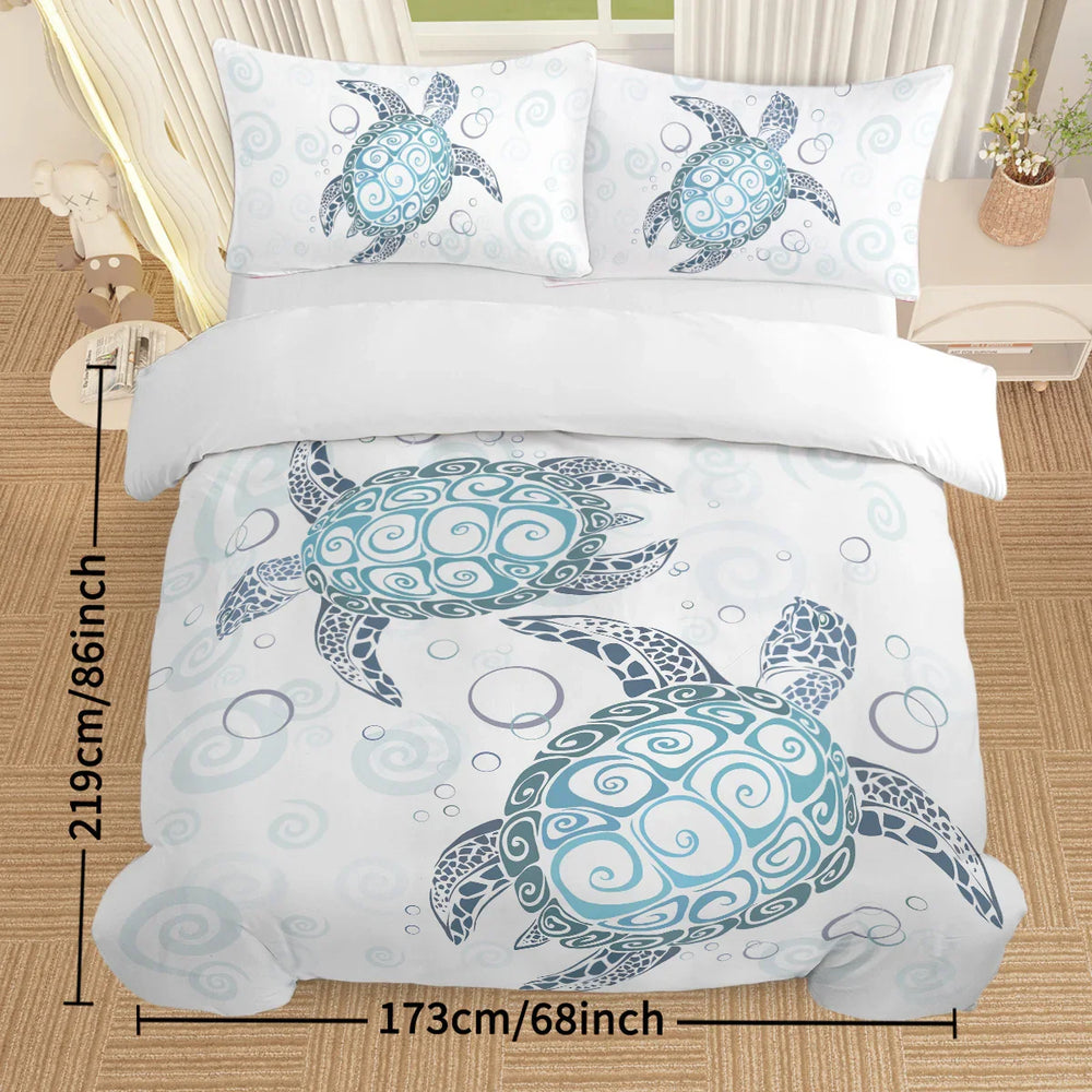 Sea Turtle Bedding Aqua Teal Blue Duvet Cover Sets Beach Turtle Bed Sets Ocean 3 Piece Turtle Themed Comforter Cover With 2 Pillowcases Twin Full Queen King Size EX-STOCK Canada