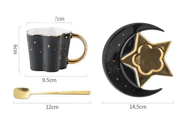 4pc set Creative Porcelain Ceramic Coffee Cup With Star And Moon Saucer - EX-STOCK Canada