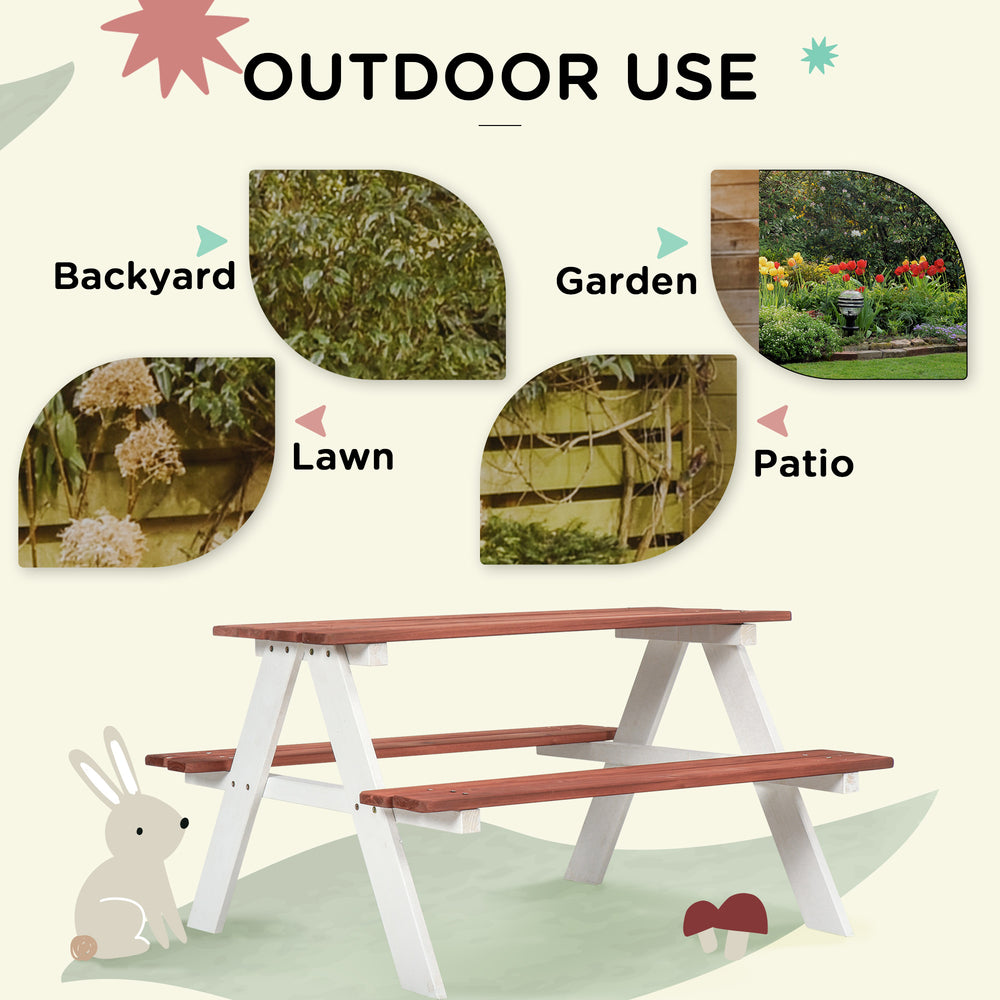 Set da picnic per bambini, tavolo e panca in legno, mobili da patio per bambini, giocattoli da esterno per giardino e cortile, età 3-8 anni, marroneEX-STOCK Canada