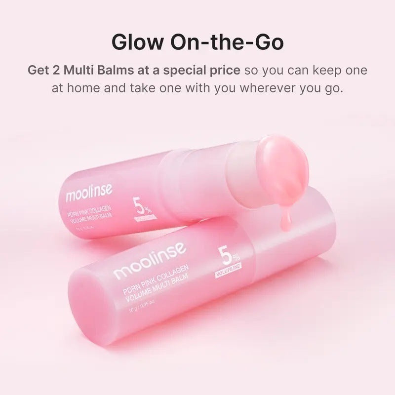 Moolinse PDRN Pink Collagen Volume Multi Balm Stick – 5% Volufiline Hydrating Face & Lip Cream