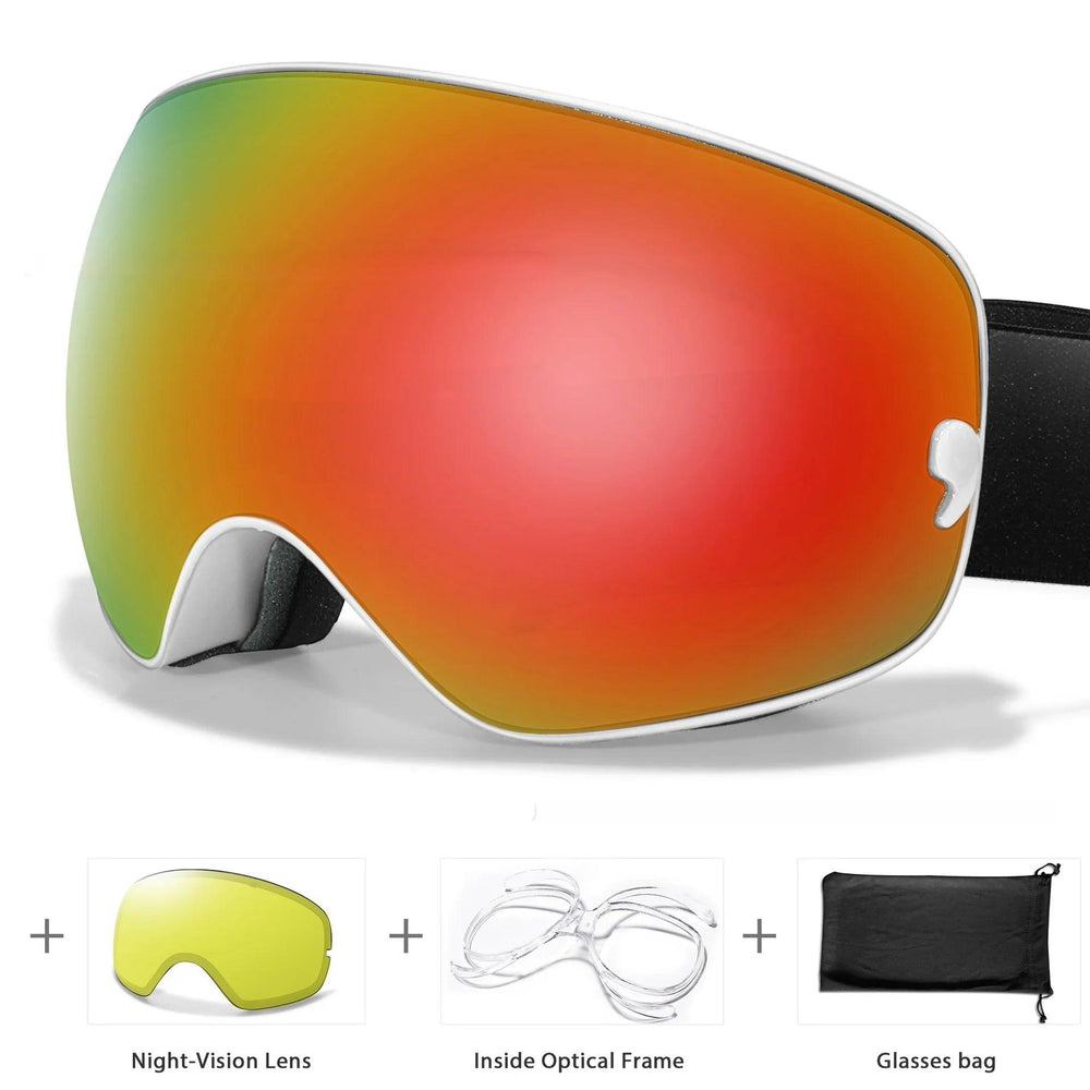 Lunettes anti-buée pour hommes et femmes, carte myopie, revêtement, protection oculaire sphérique large, équipements de ski et d'alpinismeEX-STOCK Canada