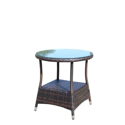 Muebles de Patio al Aire Libre 1 Mesa de Café Redonda con Vidrio Templado TransparenteEX-STOCK Canada