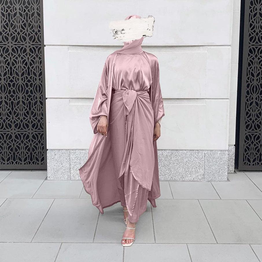 Vestido de satén traje de tres piezas femenino