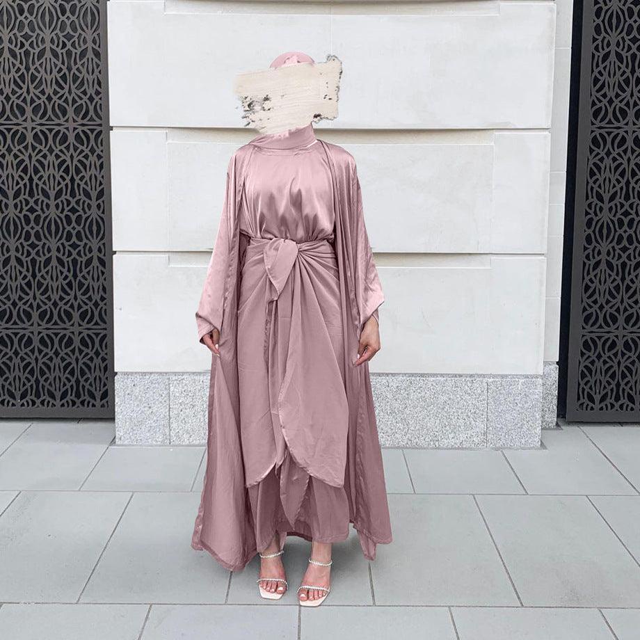 Vestido de satén traje de tres piezas femenino