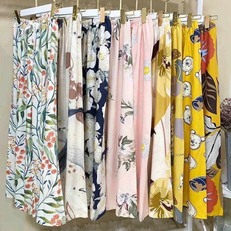 Cotton Silk Pajama Lounge trouser Pants Summer Women - EX-STOCK Canada