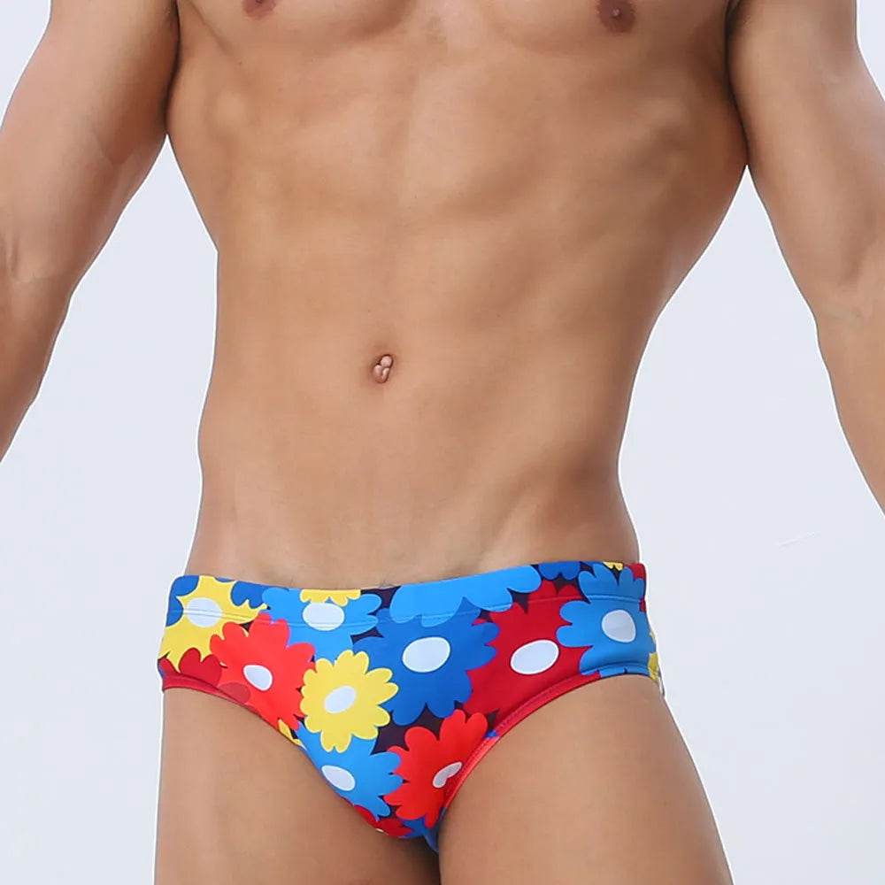 Flower Colorful Printing Swim Briefs - EX-STOCK Canada