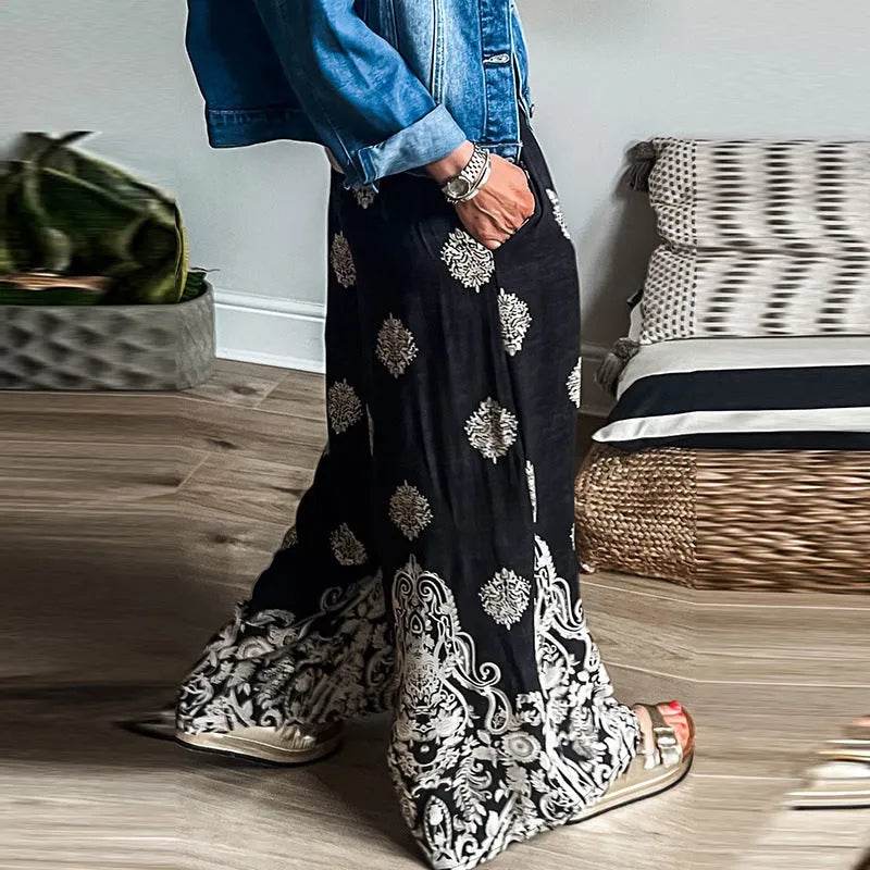 Casual Drawstring Spring Summer Wide Leg Linen Boho Pant women - EX-STOCK Canada