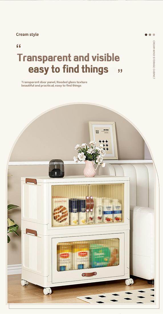 Baby Safety Transparent Opening Lid Indoor Home Decoration Storage Cabinet With Wheels - EX-STOCK Canada