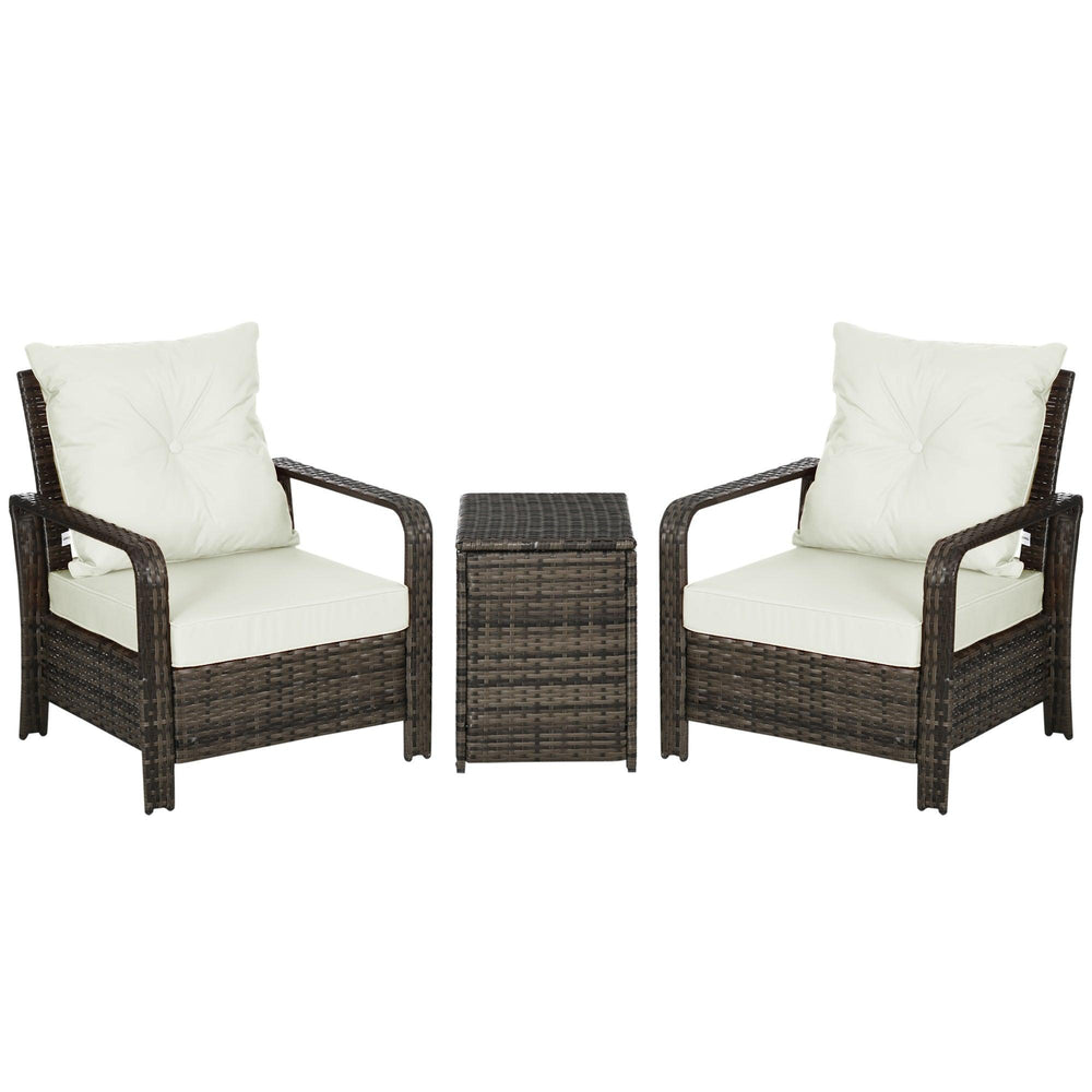 3 Piece Patio Furniture, PE Wicker Storage Table & Chairs, Beige EX-STOCK Canada