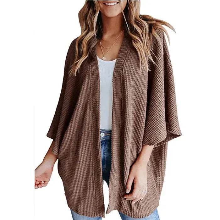 Short Sleeve Waffle Gerson Winter Fleece Women's Cardigan - EX-STOCK Canada