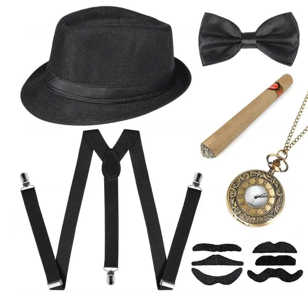 Party Men's Top Hat Pipe Pocket Watch Strap Tie Fake Cigar Set - EX-STOCK Canada