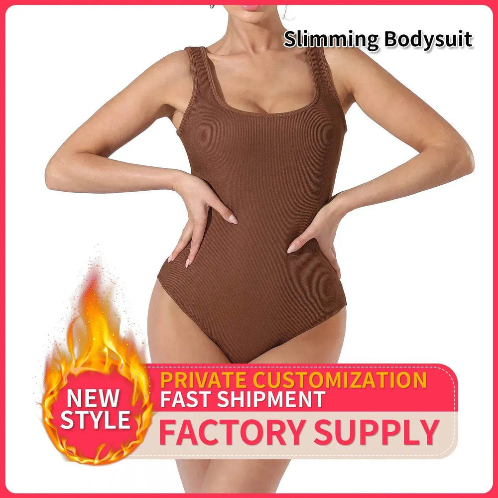 One piece Full body shaper Sleeveless Square neckline Bodysuit - EX-STOCK Canada