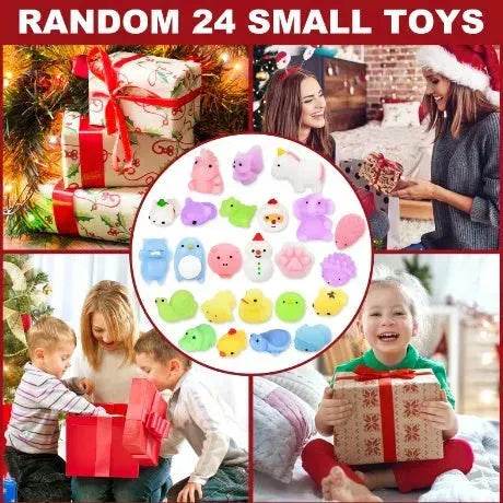 Dowmoo Christmas Pinch Joy Advent Calendar Blind Box, 24 Boxes Christmas Surprise Blind Box Rubber Animal Toys - EX-STOCK Canada