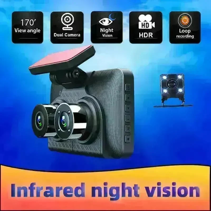 Smart WDR AND HDR 4 Inch Dashcam HD 1080P Infrared Night Vision Camera, 170 wide angle with reverse image Motion detection, Loop video, front and back video function suitable for your car and house. - EX-STOCK CANADA