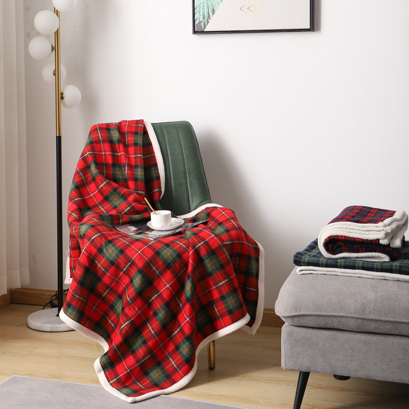 Blanket Lambswool Plaid Plain Cover Blanket Nap Blanket Nap Blanket EX-STOCK Canada