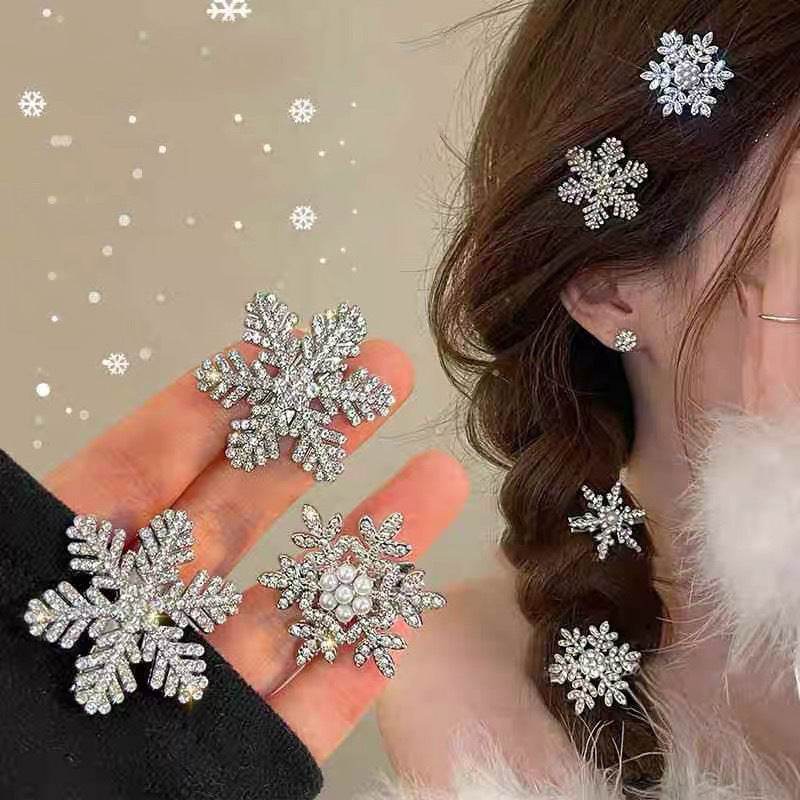 Crystal Snowflake Pearl flower Retro Hair Clip - EX-STOCK Canada