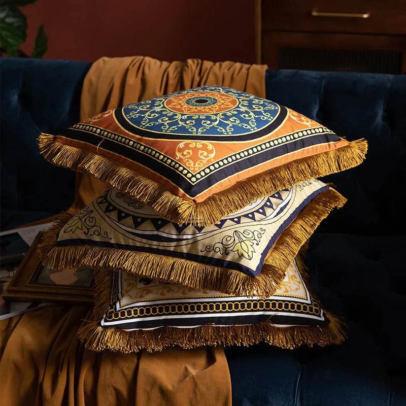Pillow Sofa High-grade Sense Tassel Light Luxury style-gold rimmed Pillows - EX-STOCK Canada