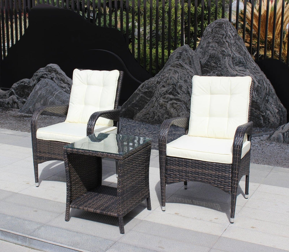 Muebles de Patio al Aire Libre 1 Mesa de Café con Vidrio Templado TransparenteEX-STOCK Canada