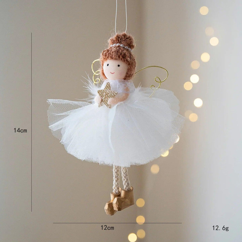 Gonna di Tulle Bianca di Natale Pendente di Angelo Ragazza con Ali DorateEX-STOCK Canada