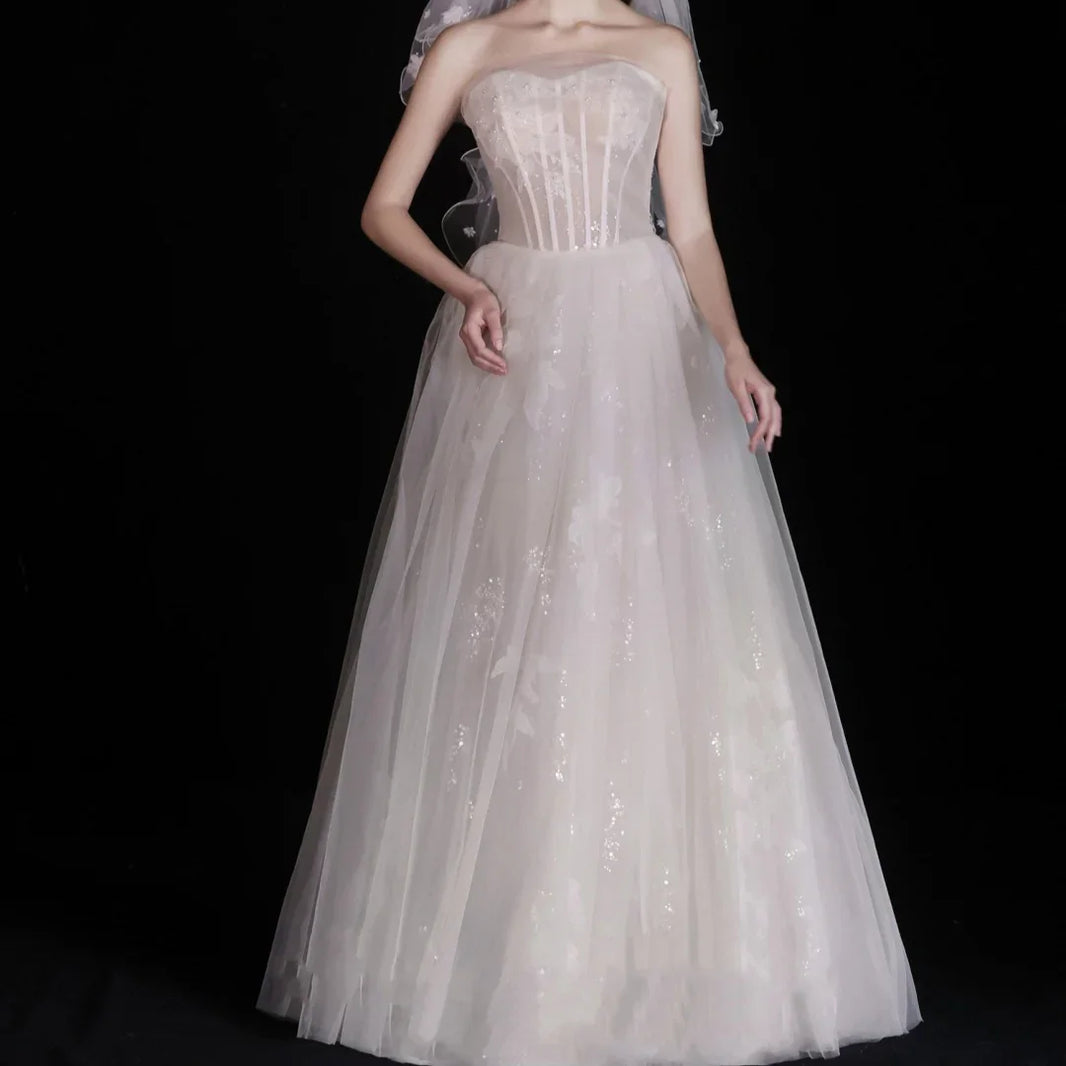 White Wedding Bridal Dress Light Yarn Dinner Tube Top Dress EX-STOCK Canada