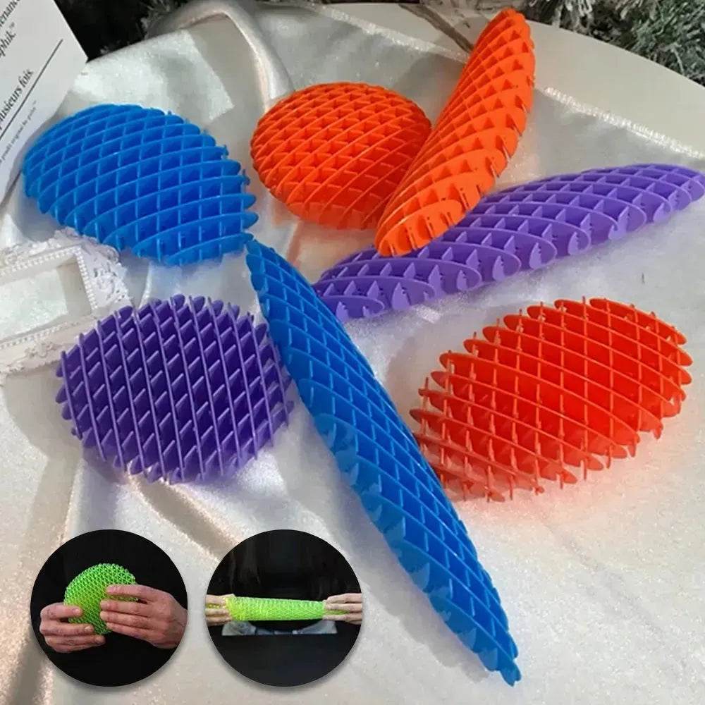 Colorful Worm Squeeze Stretchy Toy Sensory Deformation Plastic Shrapnel Decompression Worm Toy - EX-STOCK Canada
