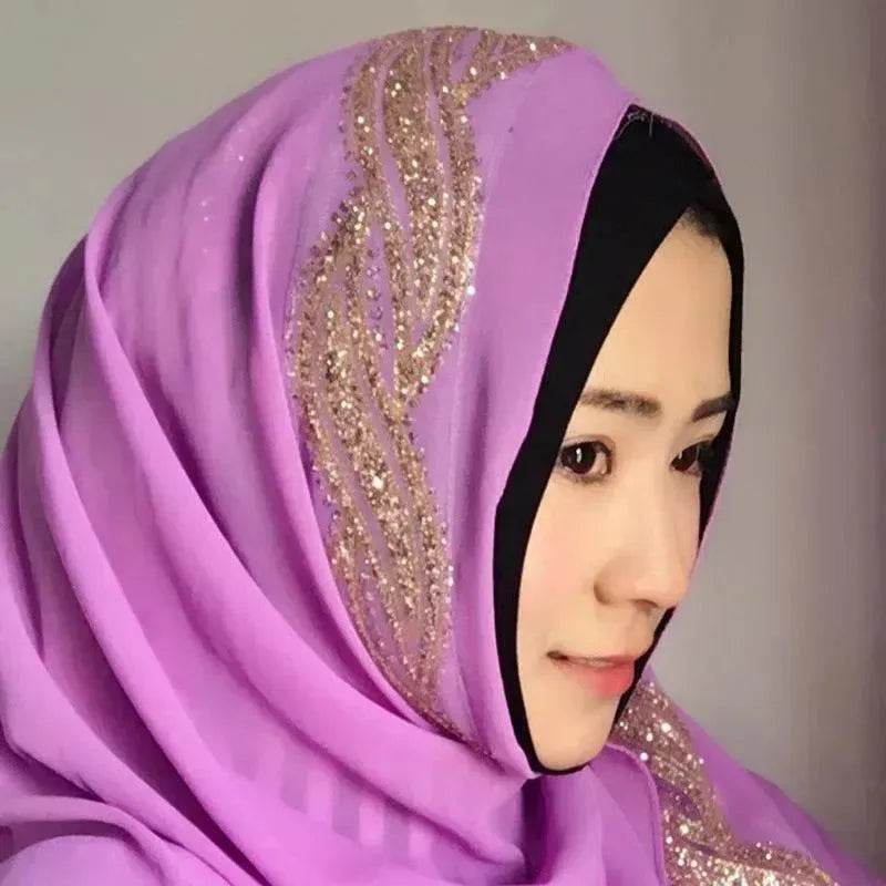 Arab Chiffon sprinkled gold long scarf - EX-STOCK Canada