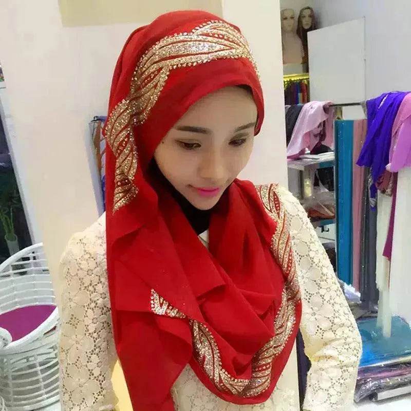 Arab Chiffon sprinkled gold long scarf - EX-STOCK Canada
