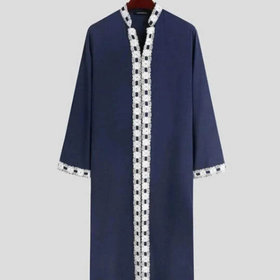 Fashionable and Elegant Arab Long Sleeved Solid Color Casual Robe Moroccan Men's Jalabiya - EX-STOCK Canada
