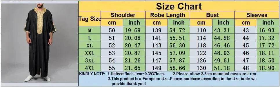 Fashionable and Elegant Arab Robe Hui Clothing Half Sleeve Embroidered Arab Moroccan Men's Jalabiya - EX-STOCK Canada