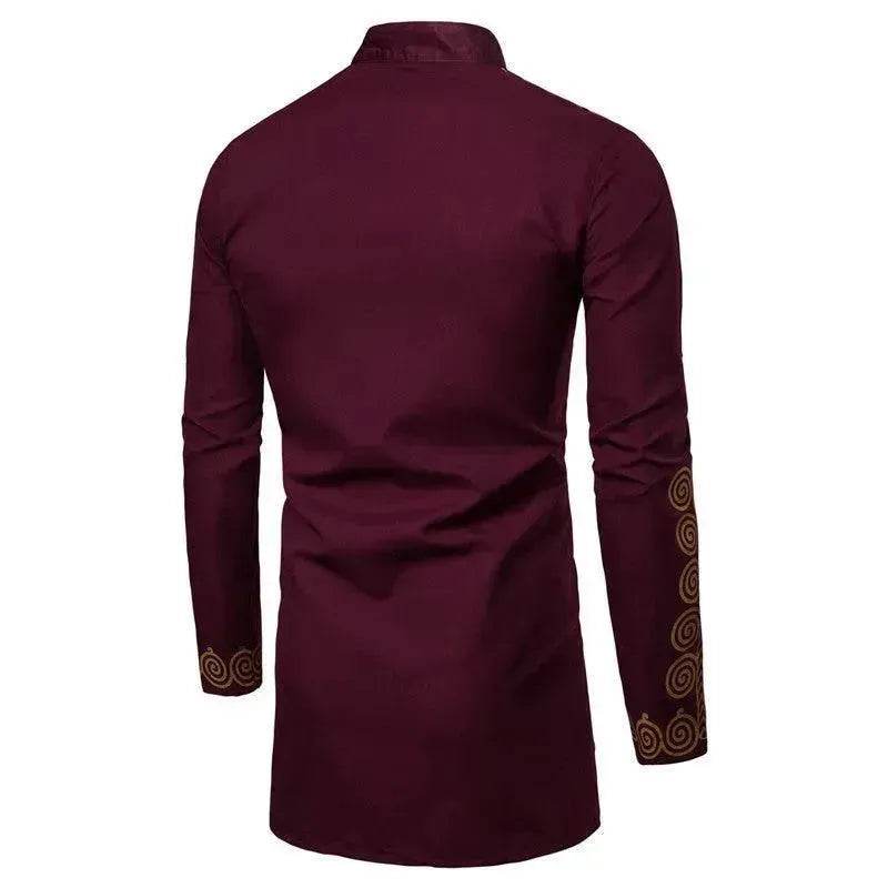 Fashionable and Elegant ArabMen's Personality Bronzing Long Sleeve Men's Kaftan Shirt Top Ramadan and Eid Shirt for Islamic Men - EX-STOCK Canada