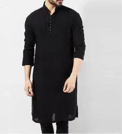 Fashionable and Elegant Arab Style Fashion Simple Long Men's Shirt Arab Robe Moroccan Men's Jalabiya - EX-STOCK Canada