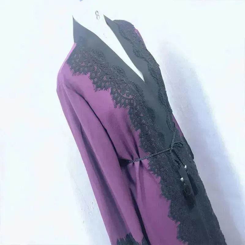 Arab Women's Lace Dress Cardigan Robe - EX-STOCK Canada