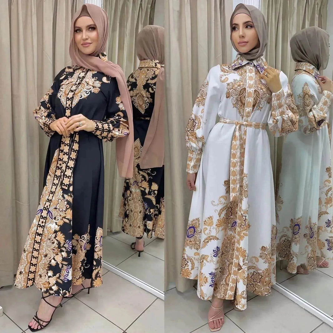 Arab Women's Wear Arabic Print Swing Dress - EX-STOCK Canada