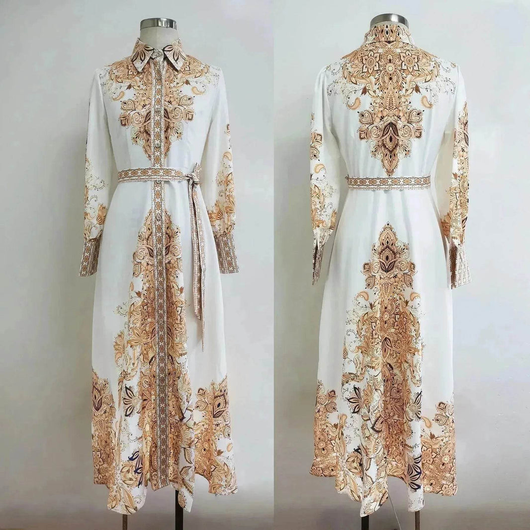 Arab Women's Wear Arabic Print Swing Dress - EX-STOCK Canada
