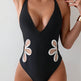 Elegant Women's Hollow Deep V neck One-piece Casual Swimsuit - EX-STOCK Canada