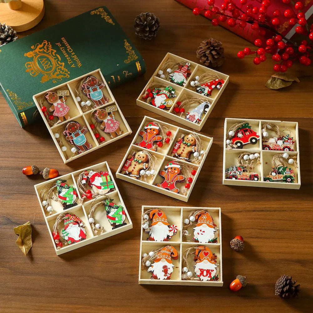 12 PCs Faceless Old Man Christmas Wooden Pendant Boxed Christmas Tree EX-STOCK Canada