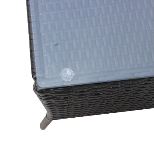 4-tlg. Rattan-Gartenmöbel-Set mit gepolstertem Sitz Outdoor-Sofa aus Korbgeflecht mit grünem KissenEX-STOCK Canada