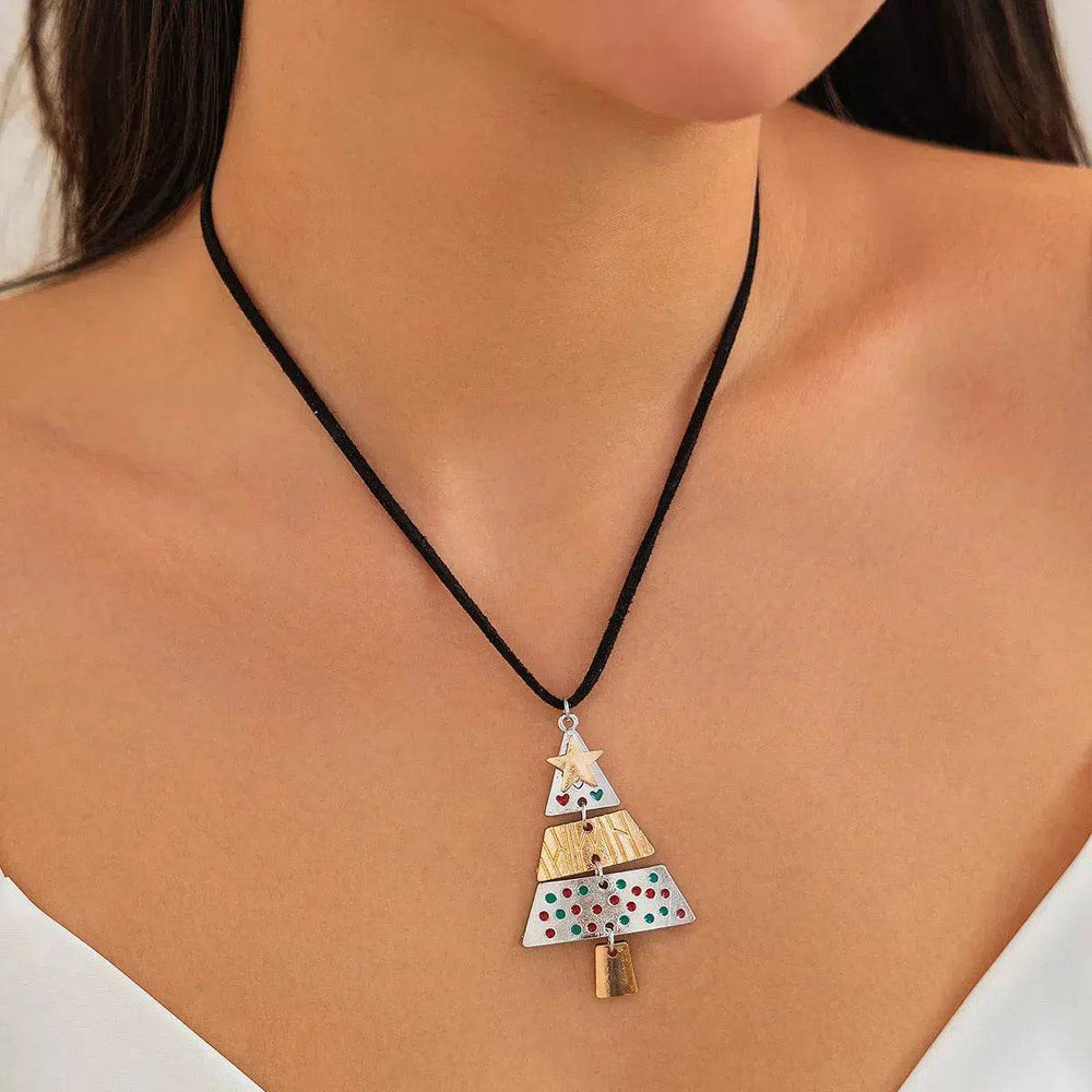 Christmas Tree Necklace And Earrings Fashion Pendant Necklace Suit - EX-STOCK Canada