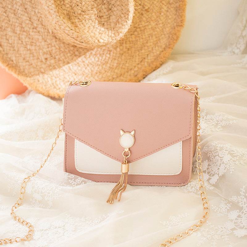 Small Messenger Bag New Sweet And Cute Cat Tassel Decoration Chain One Shoulder Small Square Bag Casual Messenger Bag - EX-STOCK Canada