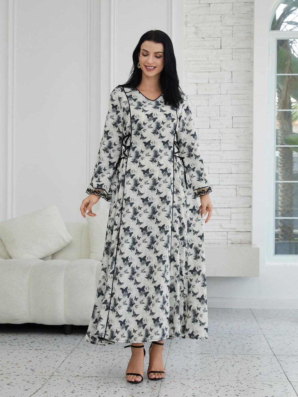 Vestito Abaya Musulmano Stampato alla Moda - EX-STOCK Canada