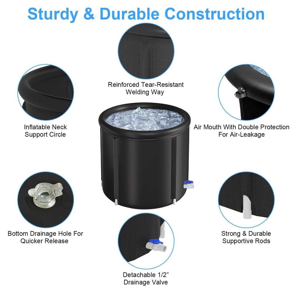 1Pc 97Gal Large Size Ice BathTub With Cover For Adults Athletes Recovery Cold Water Therapy Outdoor Portable Cold Plunge Tub 660LBS Load Capacity 33.46x33.46x29.52in - EX-STOCK Canada