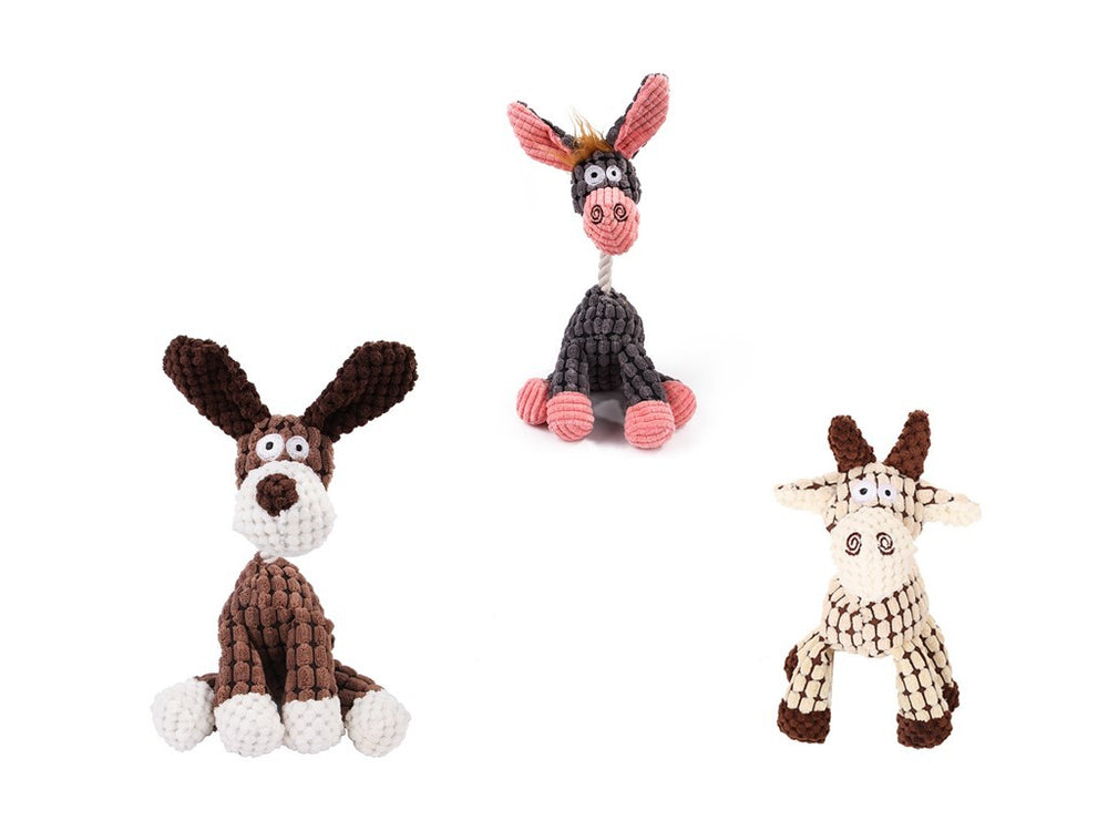 Pet Toy Donkey Shape Corduroy Chew Toy For Dogs Puppy Squeaker Squeaky Plush Bone Molar Dog Toy Pet Training Dog EX-STOCK Canada