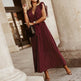 Maxi Dresses For Women - Elegant V Neck Ruffled Sleeves Empire Waist Pleated Flowy Dress - EX-STOCK Canada