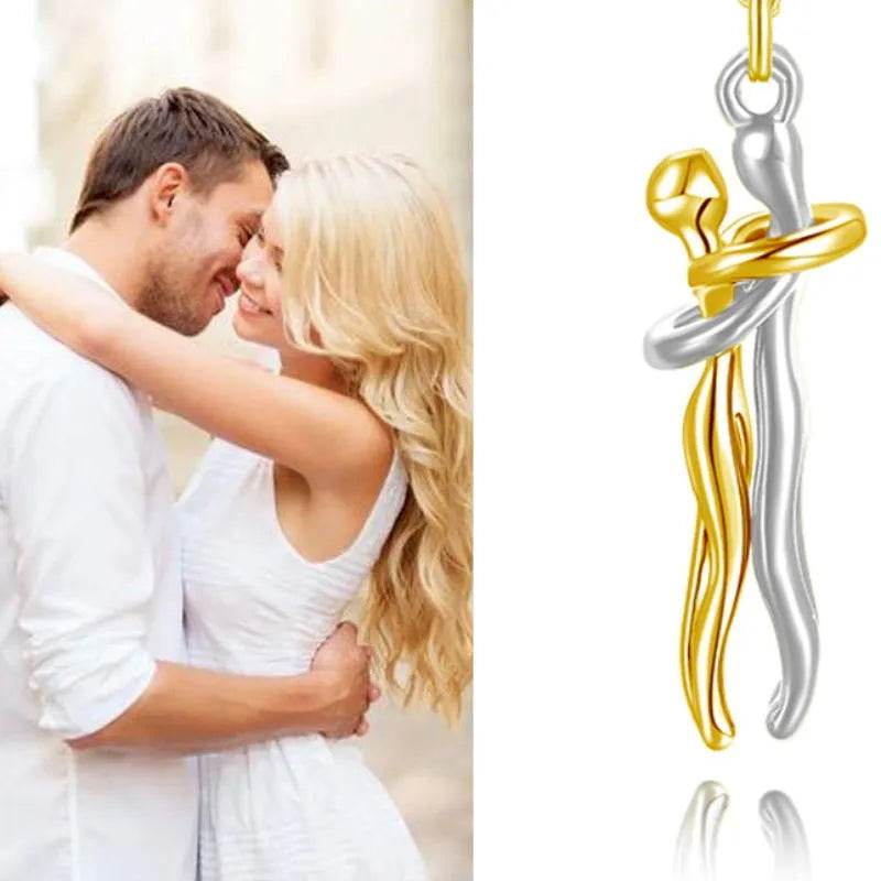 Hot Sale Affectionate Hug Necklace Couples Anniversary Valentine's Day Gift Fashion Punk Street Style Pendant Necklace - EX-STOCK Canada